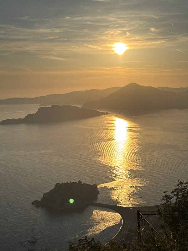 Sunset captured over Montenegro waters and mountains