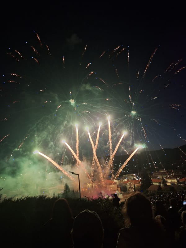 Panagyurishte hillside fills for a summer evening fireworks event