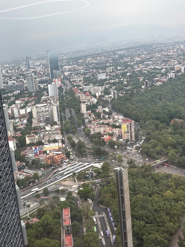 Aerial views captured of Mexico City urban landscape from high-rise