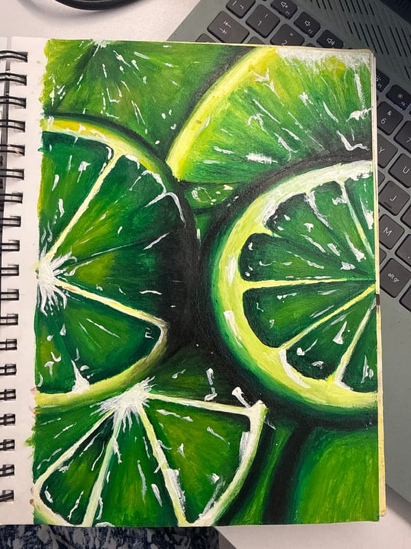 Puebla resident documents dinner and artwork during Sunday evening