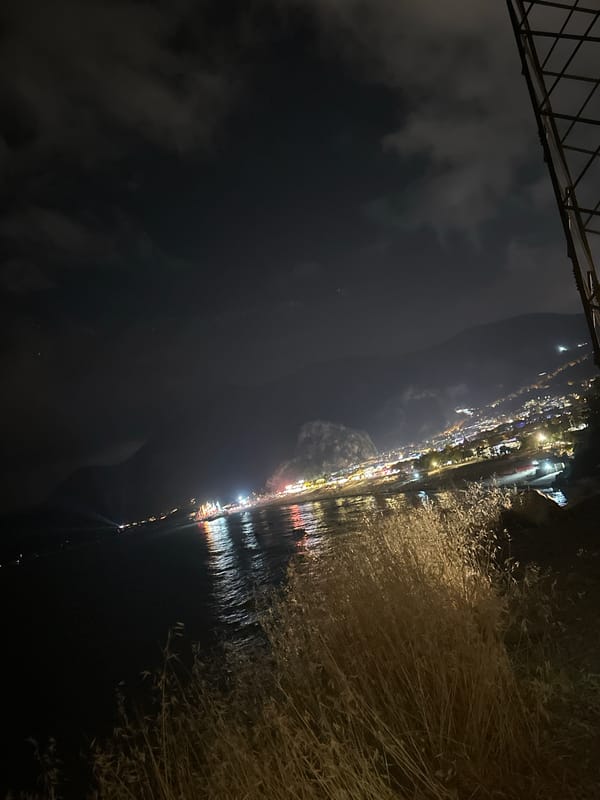 Evening outdoor cooking session documented in coastal Fethiye, Turkey