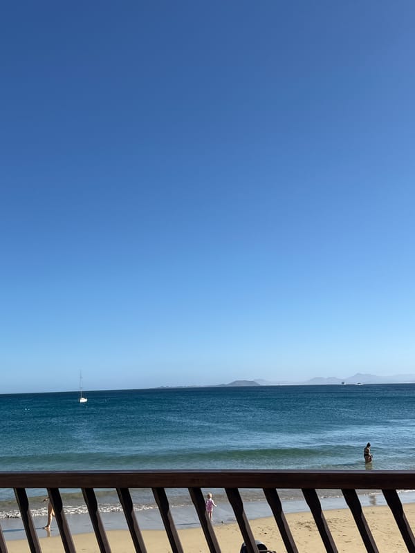 Sunny day at Playa Blanca beach, Spain
