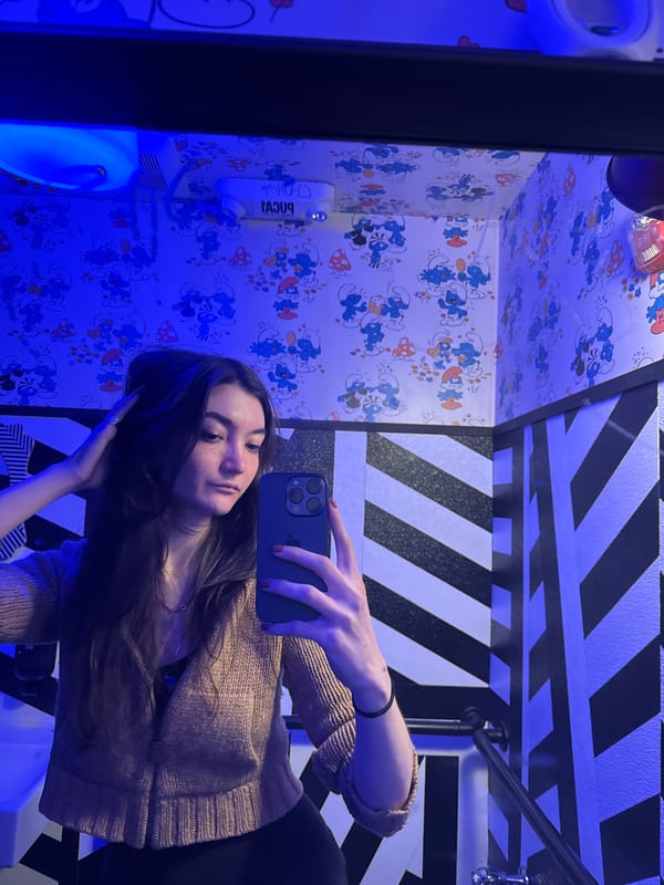 Late night dining and selfies captured at NYC restaurant