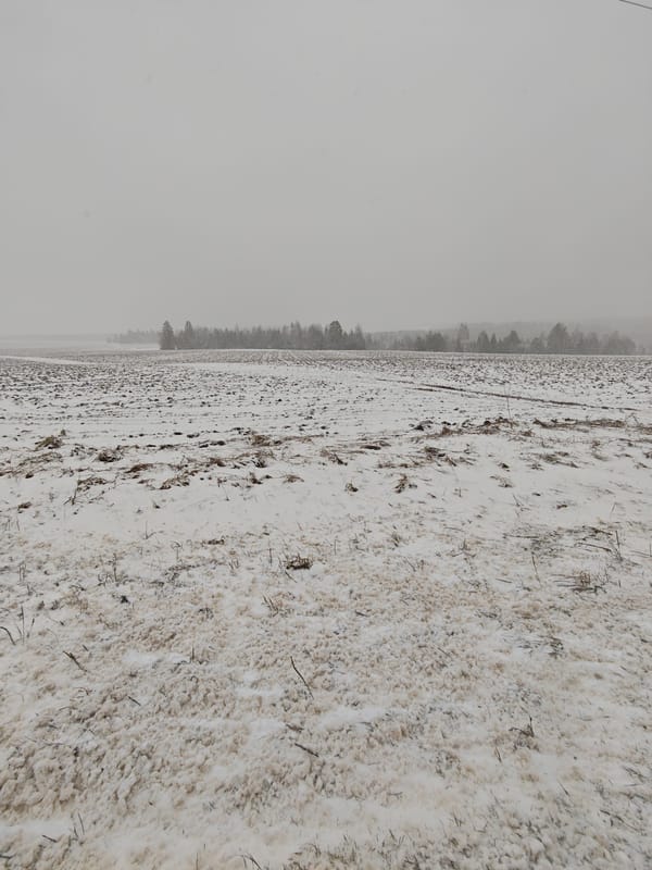 Snow-covered plowed field observed in Foki, Russia