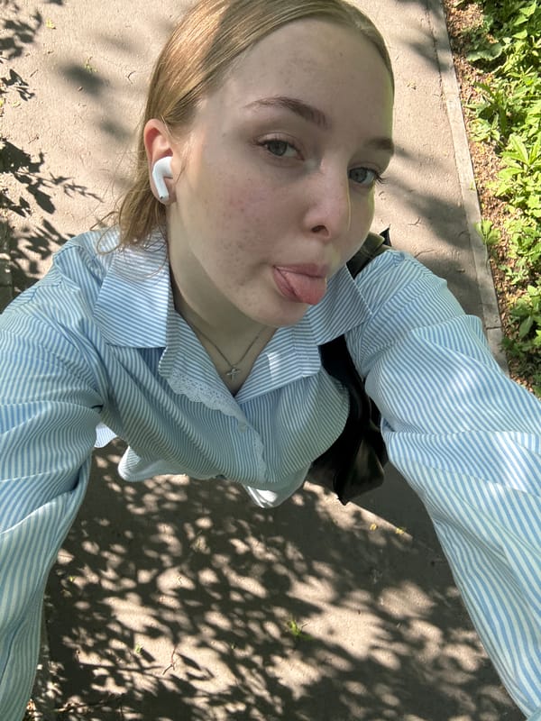 Woman takes early morning selfies around Perm, Russia