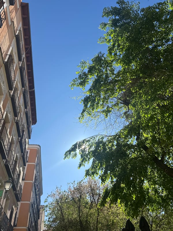 Clear morning skies photographed in Madrid Spain