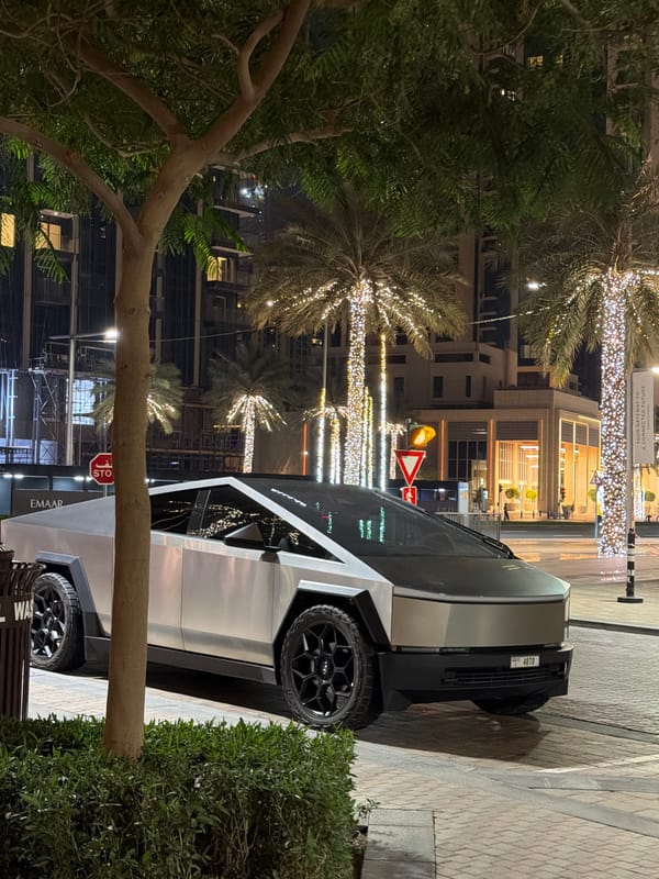 Tesla Cybertruck spotted on Dubai streets at night