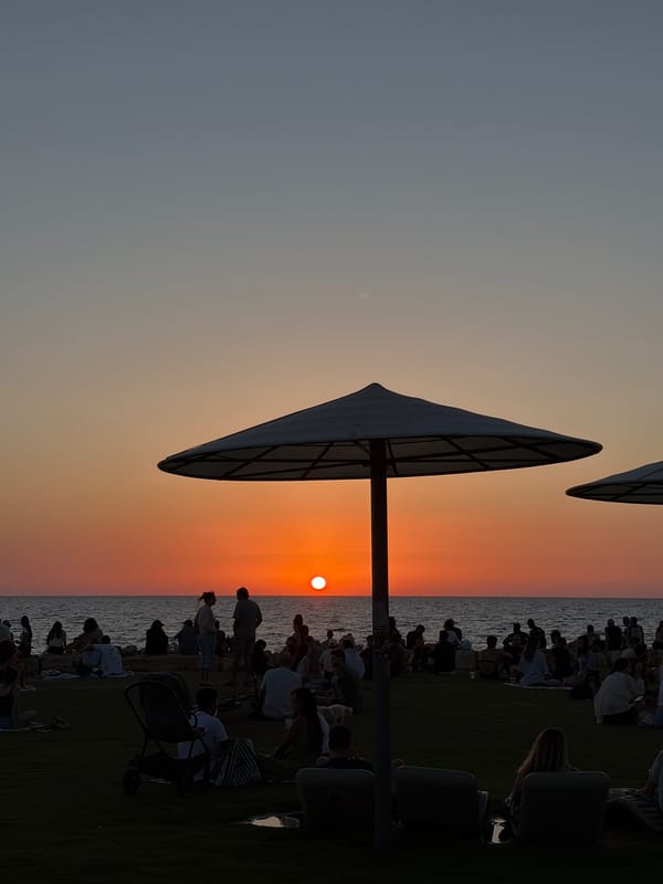 Sunset gathering draws crowds to Tel Aviv coastline