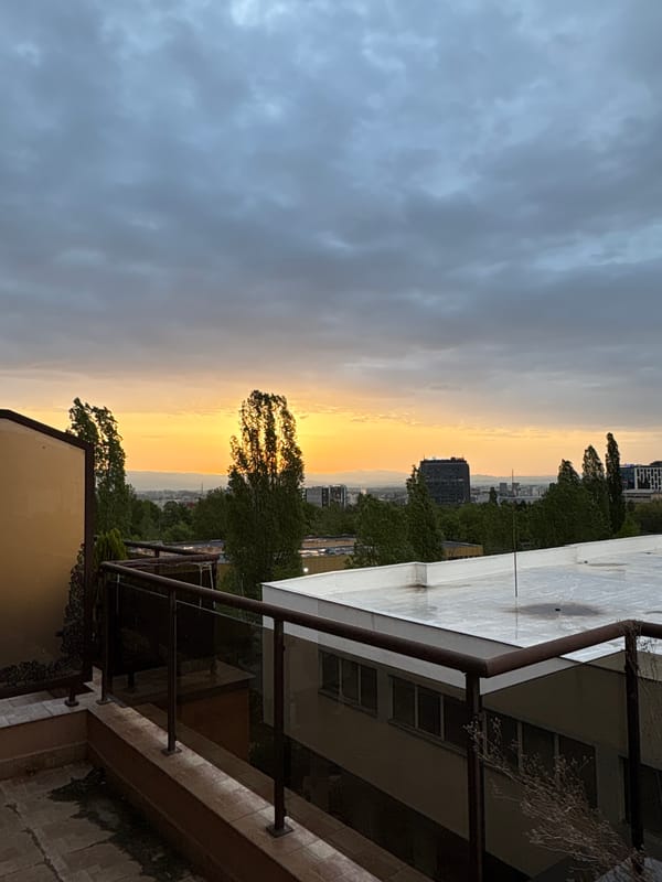 Sunset observed over Sofia with dramatic cloud formations