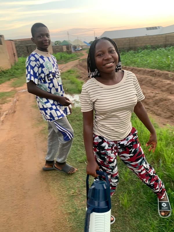 Evening life and landscapes in Rido, Nigeria at sunset