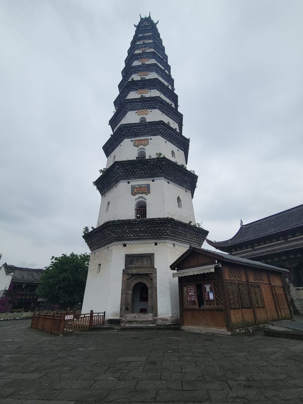 Tourist documents traditional architecture tour through Hechuan, China