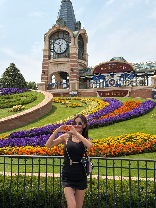 Early morning visit captured at Shanghai Disneyland entrance and castle