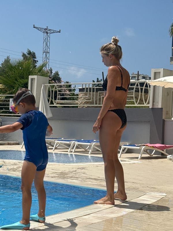 Relaxed summer morning at a resort pool in Alanya