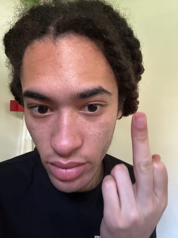 Person takes selfies in Les Ulis, includes obscene gesture