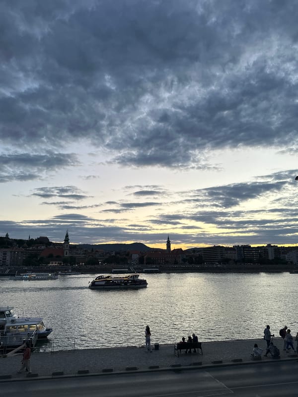 Cloudy sunset over the Budapest waterfront