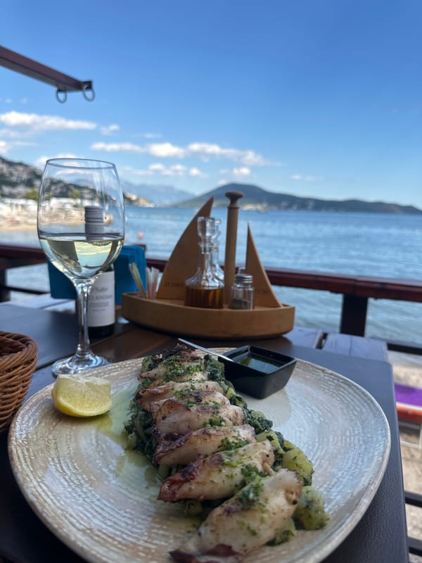 Lazy afternoon on the Igalo waterfront, food and all