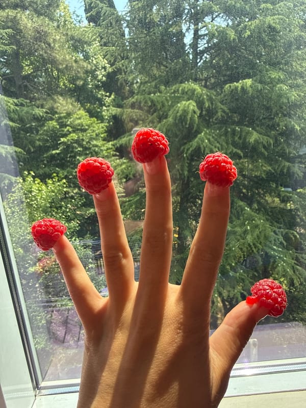 Fresh raspberries and flowers arranged in Sochi
