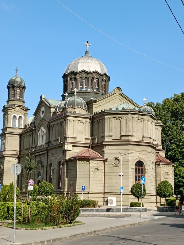 Church visit and café breakfast in Burgas on a July morning