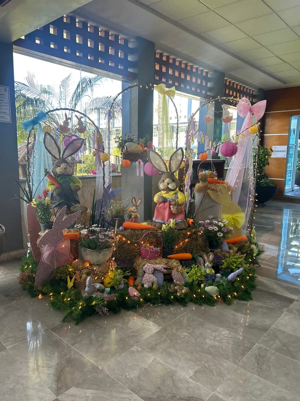 Easter bunny display spotted in Puebla public space