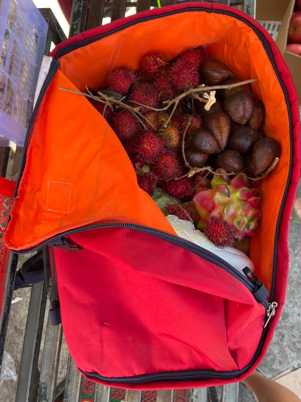 Early morning fruit market activity documented across Bali villages