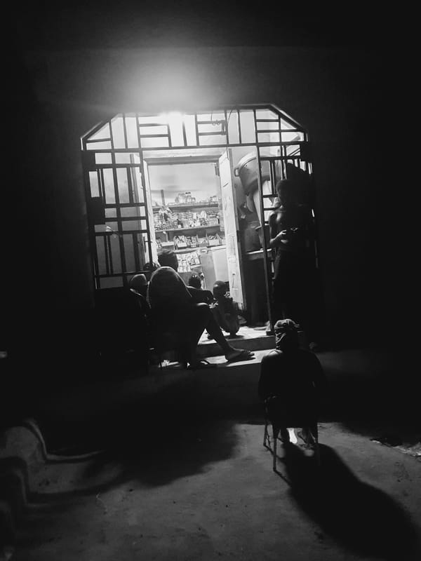 Evening activity captured at Lokoja shop through security grating