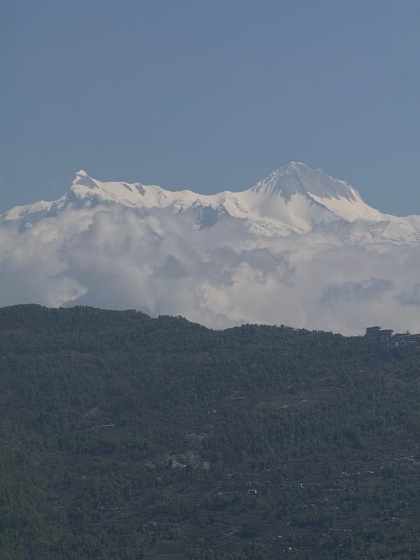 Morning mountain and valley scenes documented in Pokhara, Nepal