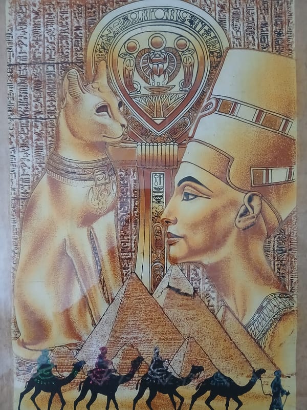 A Düsseldorf cat at home, plus some feline-themed Egyptian art
