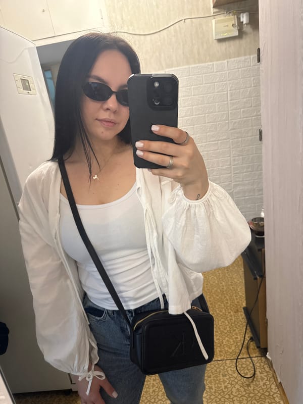 Woman takes morning selfies at home in Mytishchi
