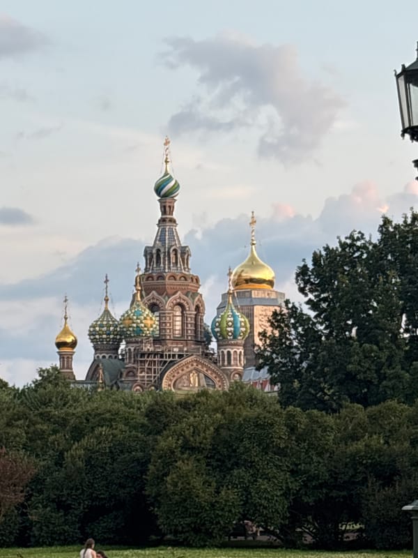 Live music in a Saint Petersburg park at dusk