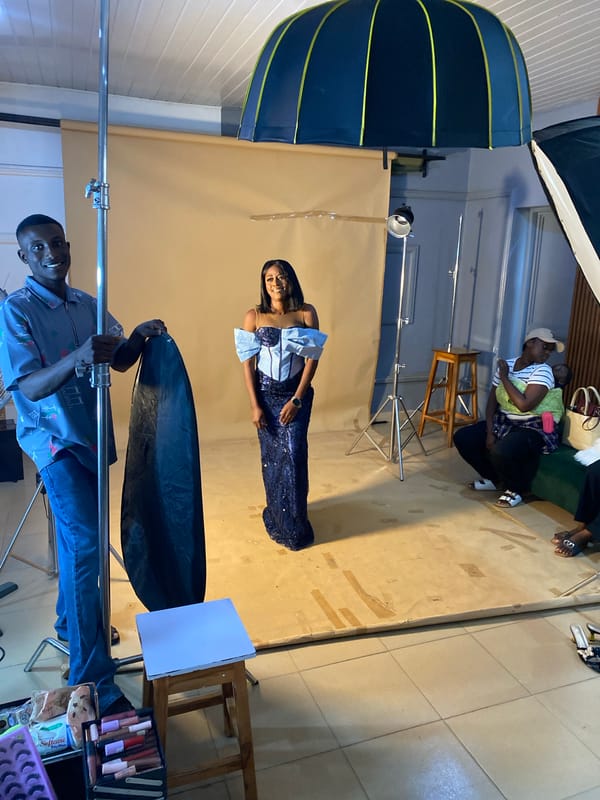 Studio portrait session underway in Bukuru, Nigeria