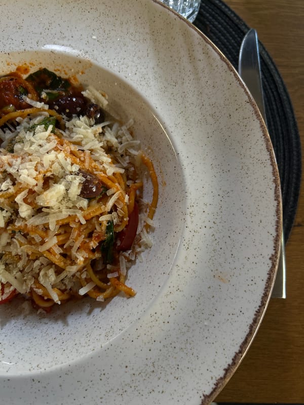 Lunch documented at Sofia restaurant with pasta and risotto