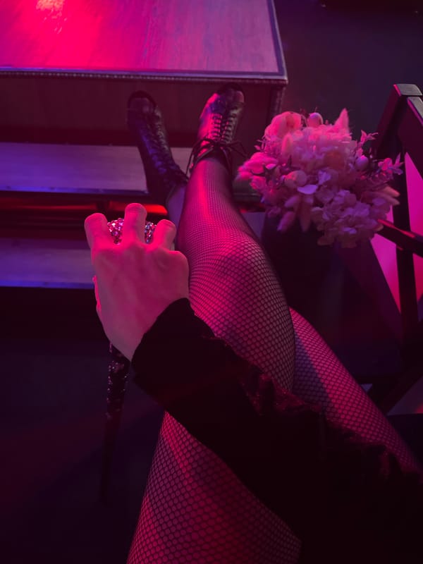 Cabaret performer documented during routine at Kazan entertainment venue