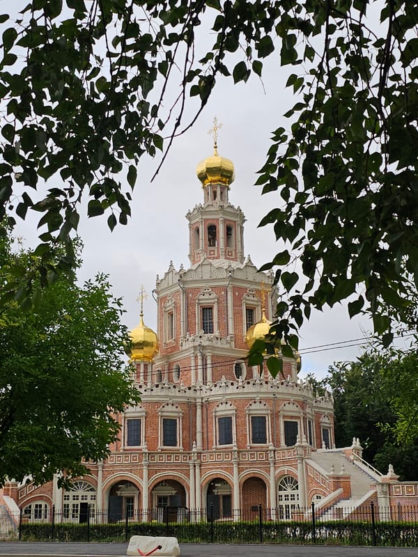 Morning activity around Church of the Intercession at Fili, Moscow