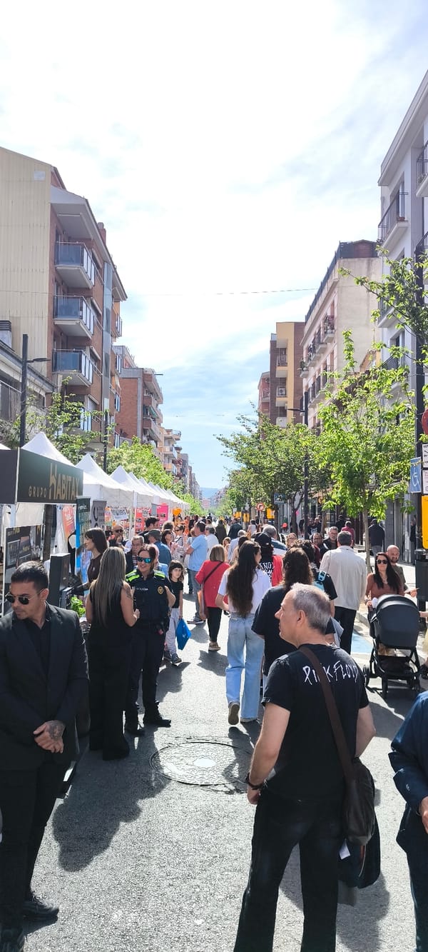 Outdoor street market draws crowds in Ripollet, Spain