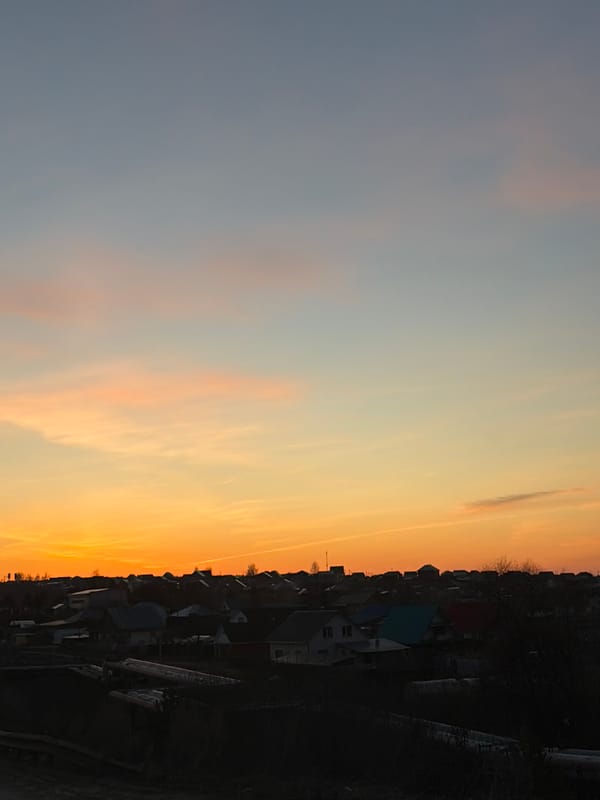 Sunset captured over rural Ольховка, Russia landscape