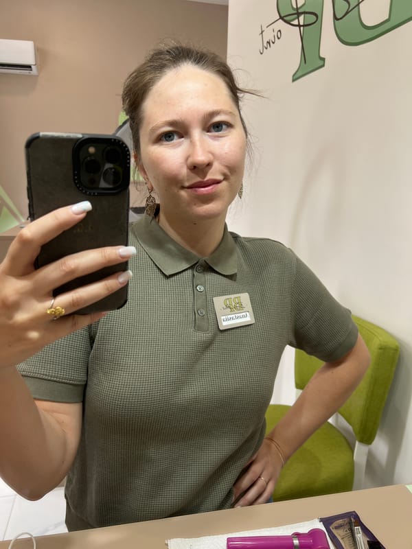 Woman documents café visit with selfies in Podgorica