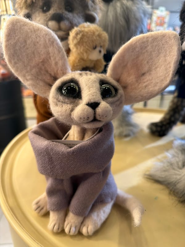 Handcrafted animal toys displayed at Saint Petersburg retail location