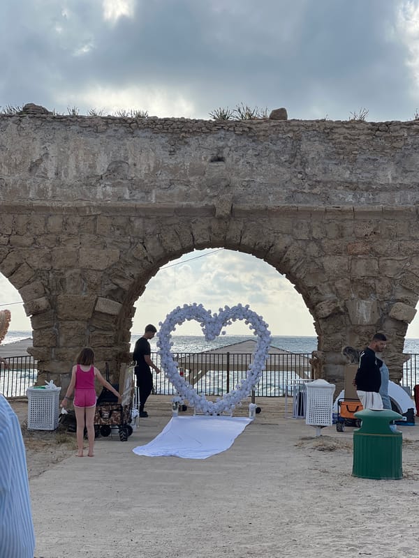 Wedding archway spotted on Israeli coastline