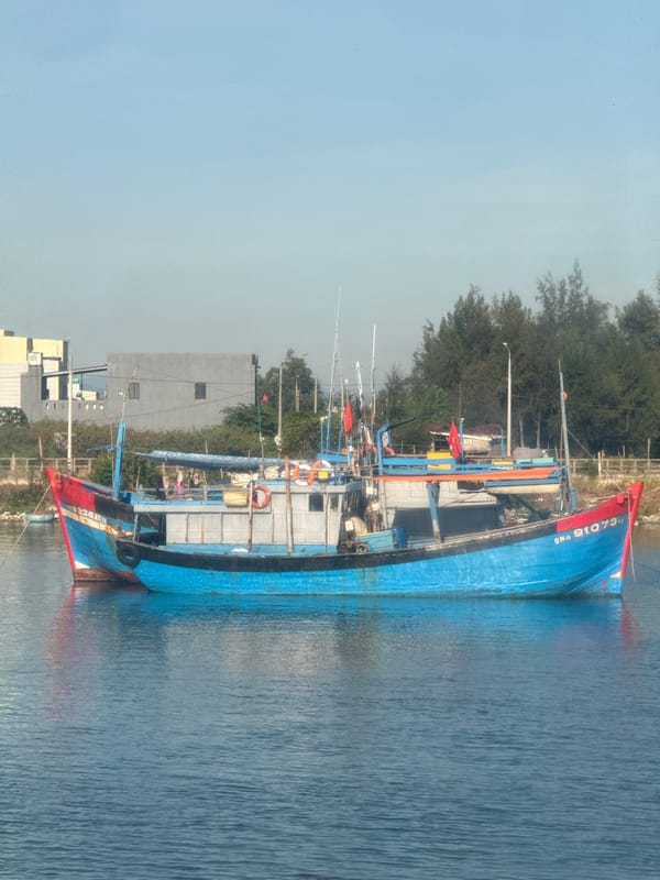 Ferry ride past An Hải's fishing harbor, Vietnam