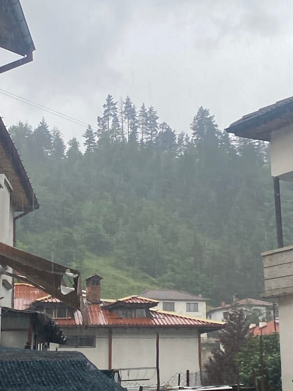 Heavy rain falls over Smolyan, Bulgaria residential areas