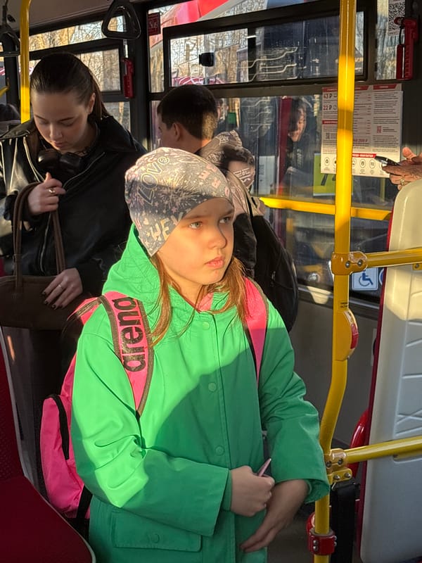 Passengers photographed on public transport in Perm, Russia