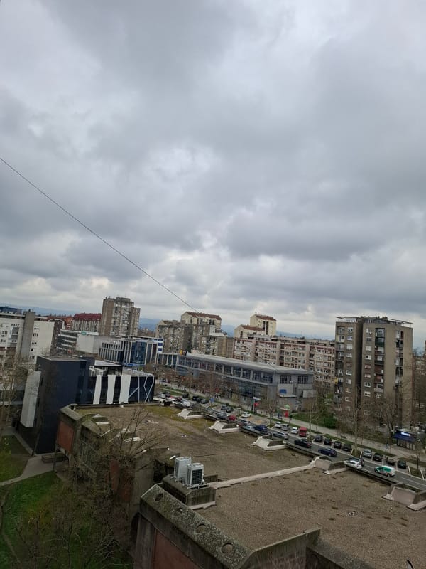 Aerial view captures dense apartment buildings in Novi Sad