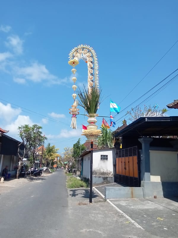 Traditional Balinese temple gates in Blahbatuh on sunny day