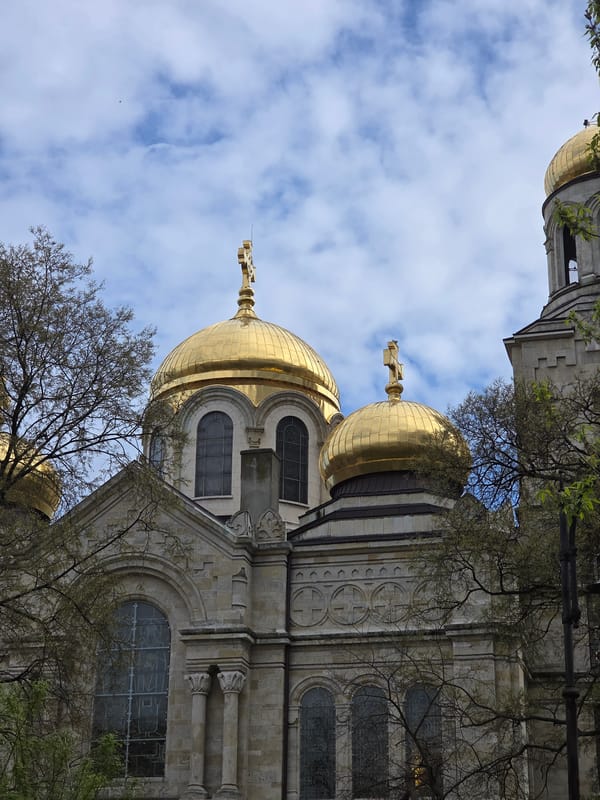 Spring afternoon documentation of Varna cathedral and parkland