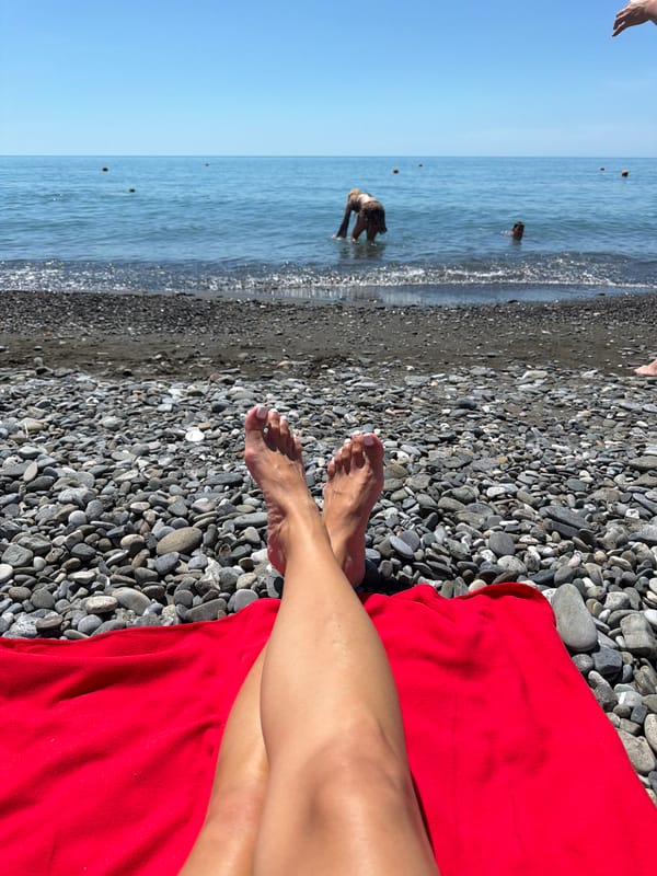 Sunny morning along Sochi's Black Sea promenade and attractions