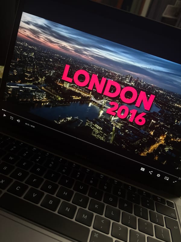 Person watches London 2016 video on laptop in Bulgarian village