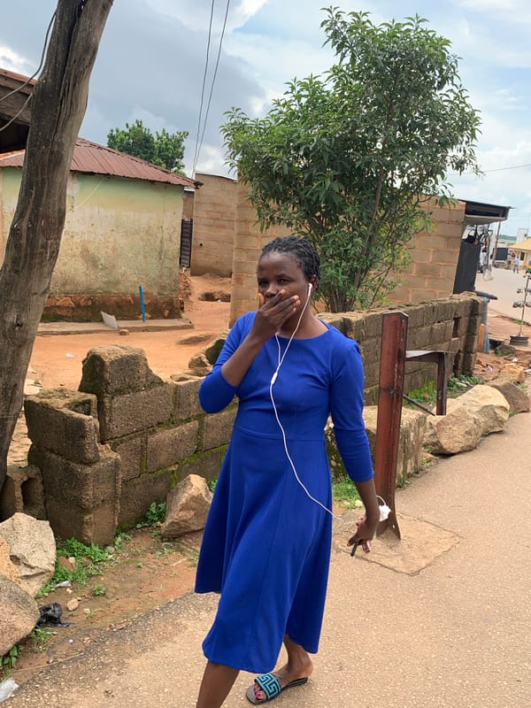 Everyday life across two Nigerian neighborhoods on a cloudy morning