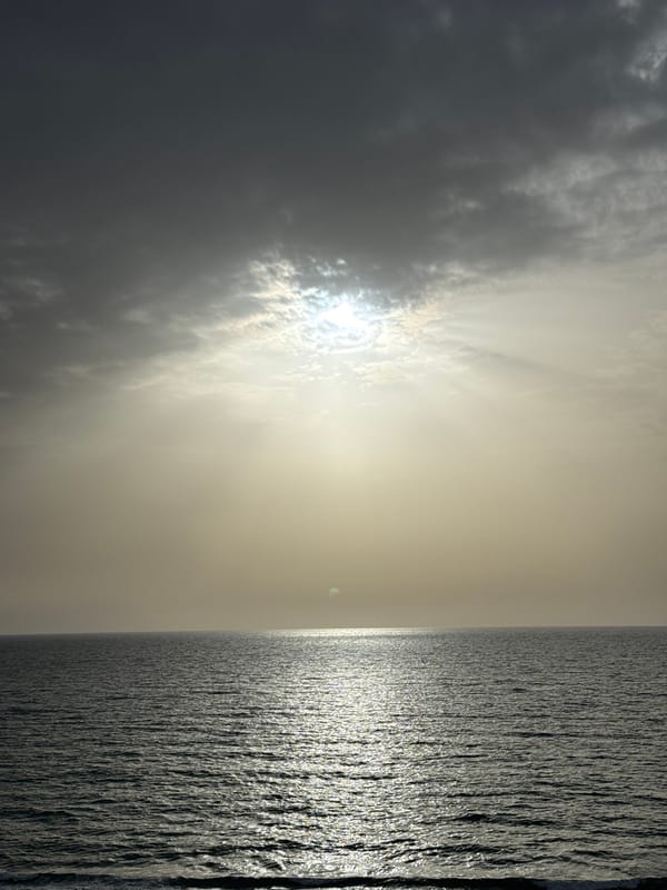 Cloudy afternoon seascape observed along Tel Aviv coast