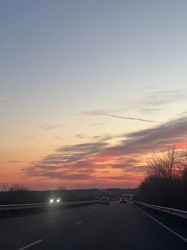 Evening highway scene captured near Burgas, Bulgaria