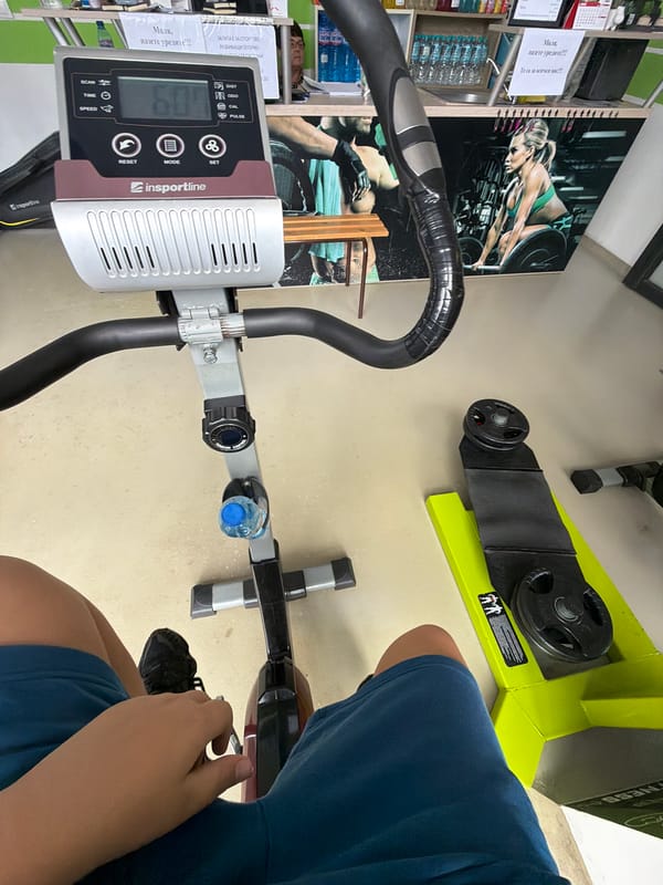 Person completes morning workout session at indoor fitness center
